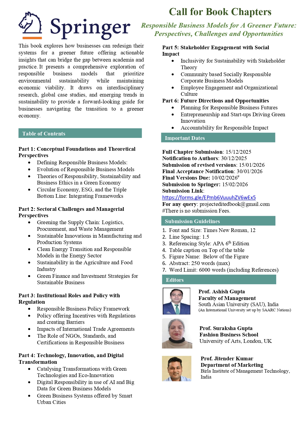 Marketing, - 📚 Call for Book Chapters – Springer Publication 🌿 ...