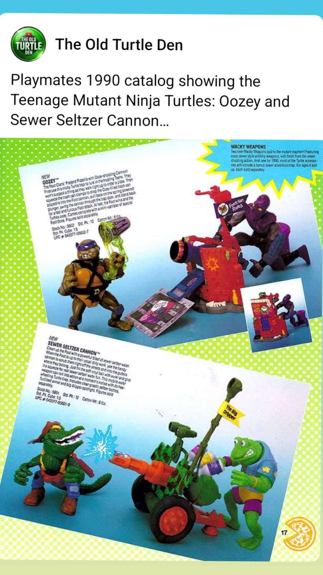 Playmates 1990 catalog showing the Teenage Mutant Ninja Turtles
