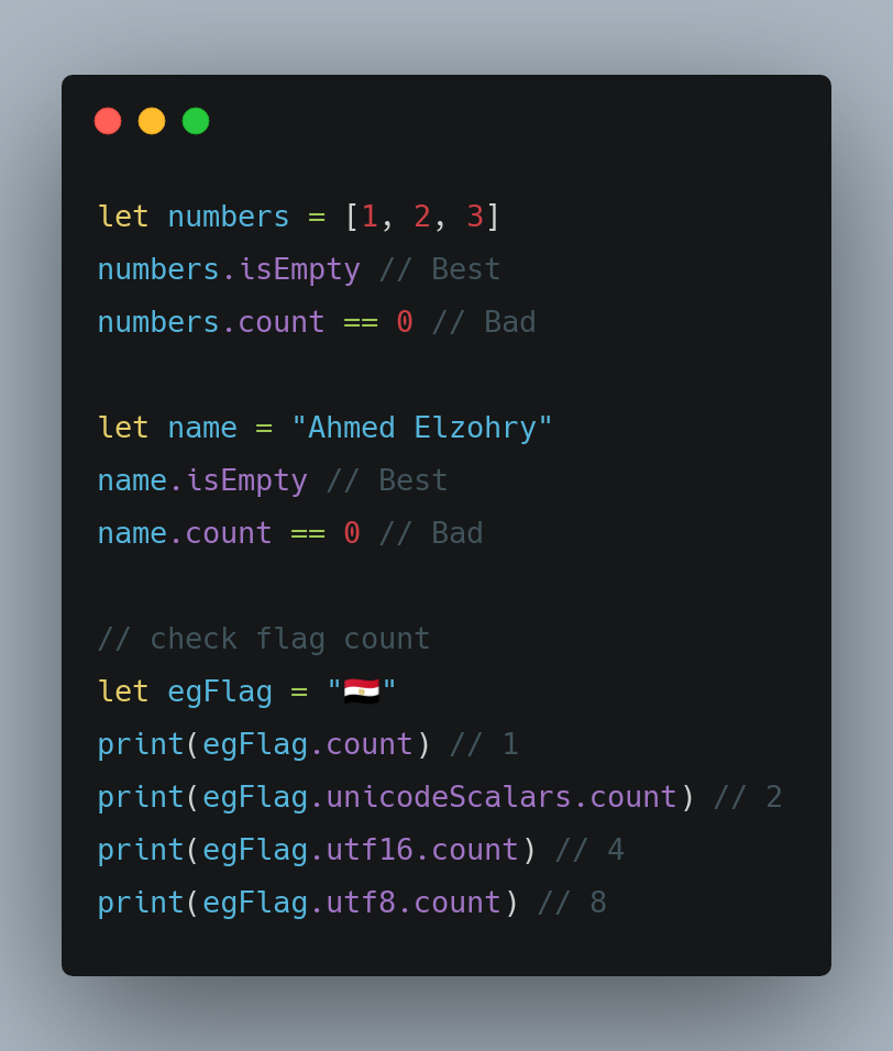 استخدم isEmpty ولا تستخدم count == 0... - Fast Mac Tutorials | Facebook