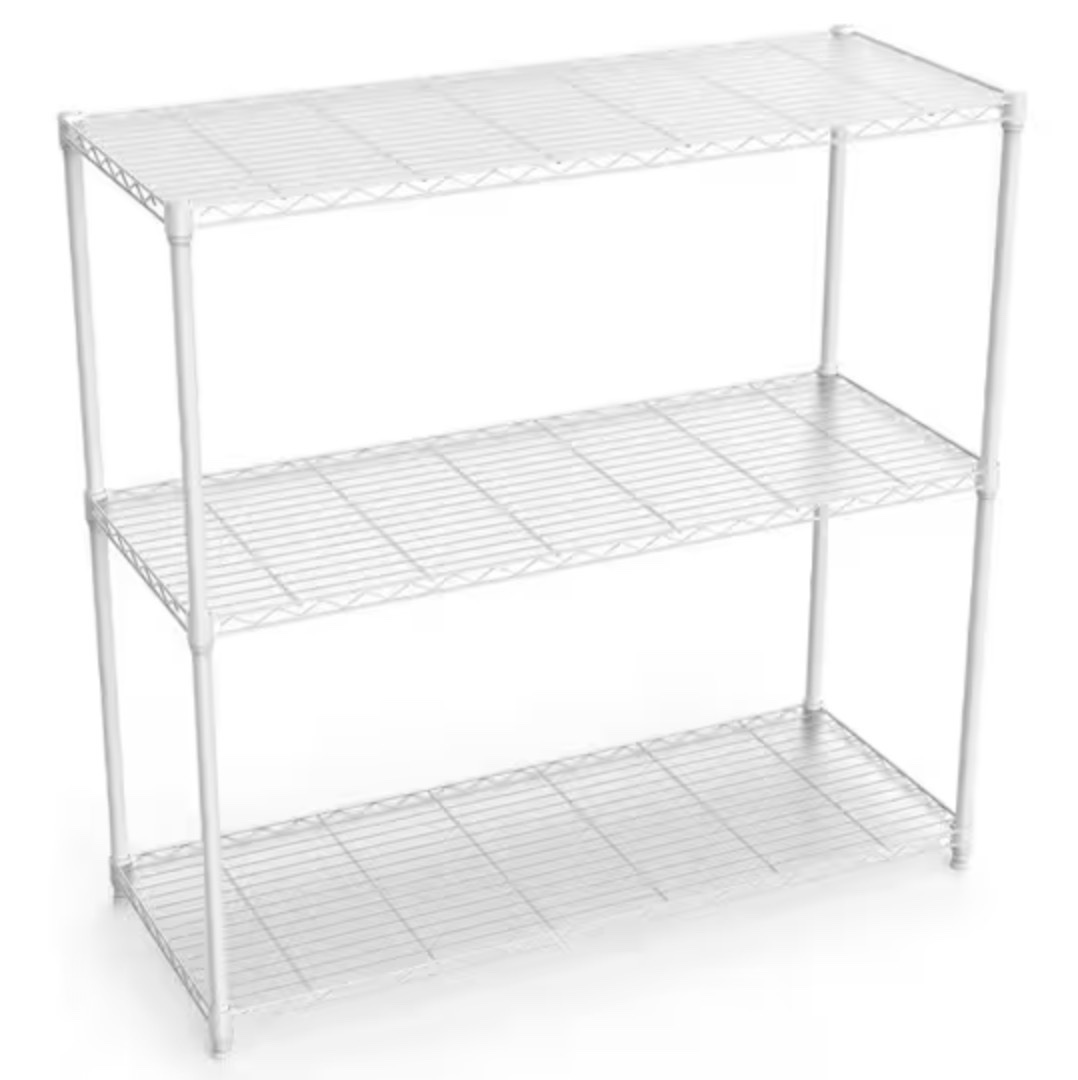 3 Tier Heavy Duty White Metal Shelving - Closet Organizers - Sherwood ...