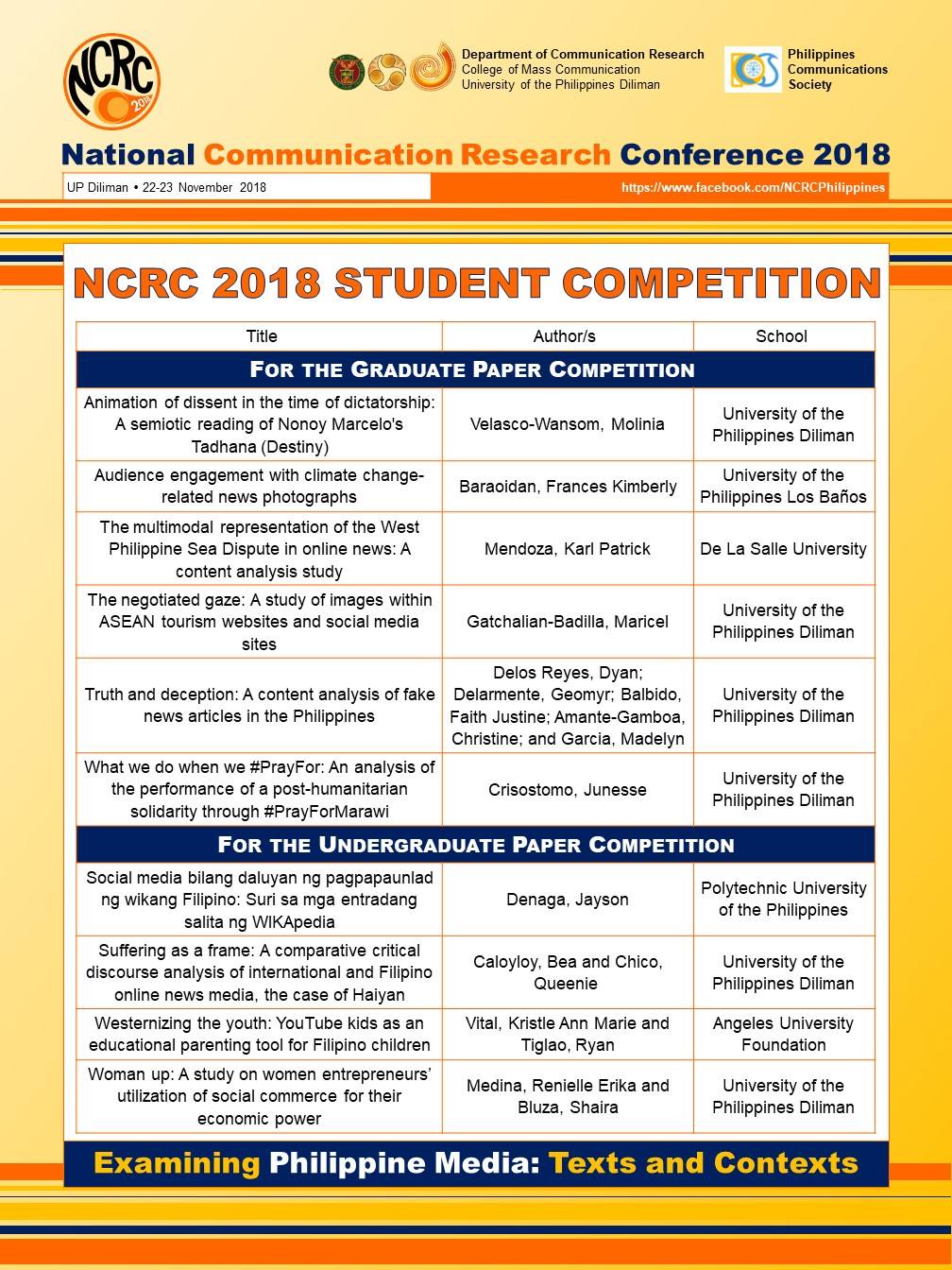 Mabuhay and... - National Communication Research Conference