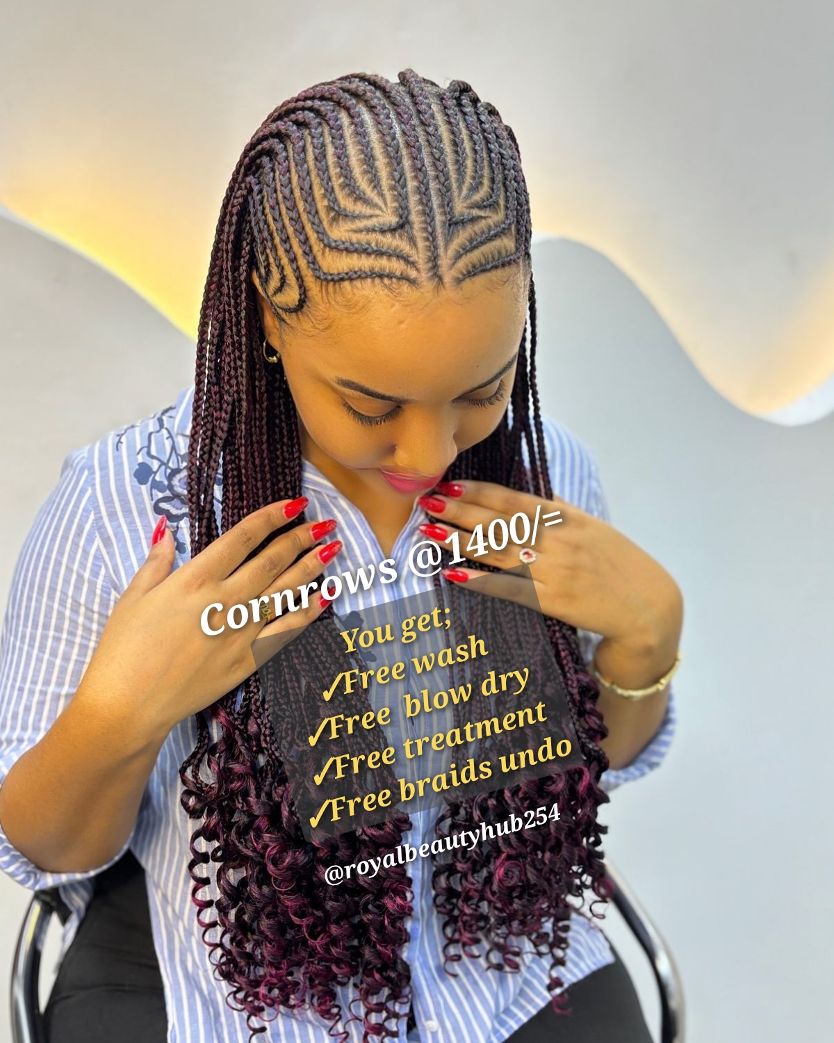 Royal - Cornrows braids at 1400/= inclusive of the braids and labour ...