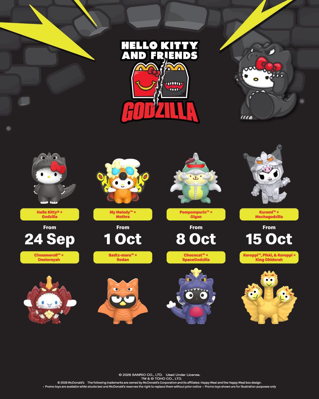 Hello Kitty x Godzilla toys at McDonald's Plaza Merdeka starting