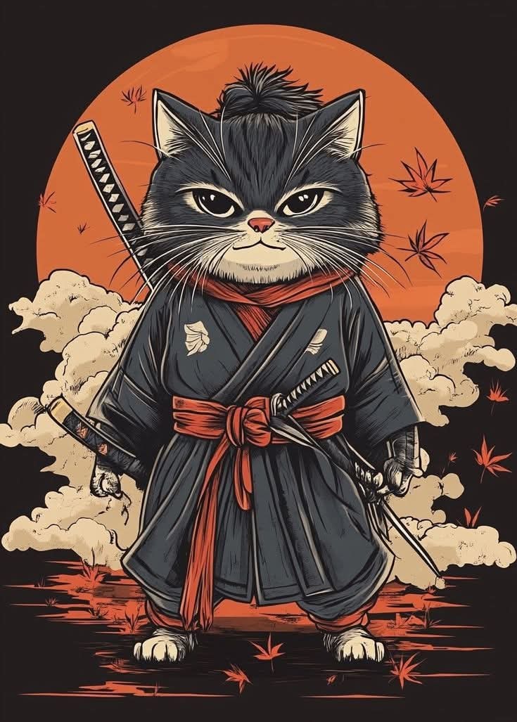 Samurai cat 😼 #猫 #道三 #cat #samurai #japan