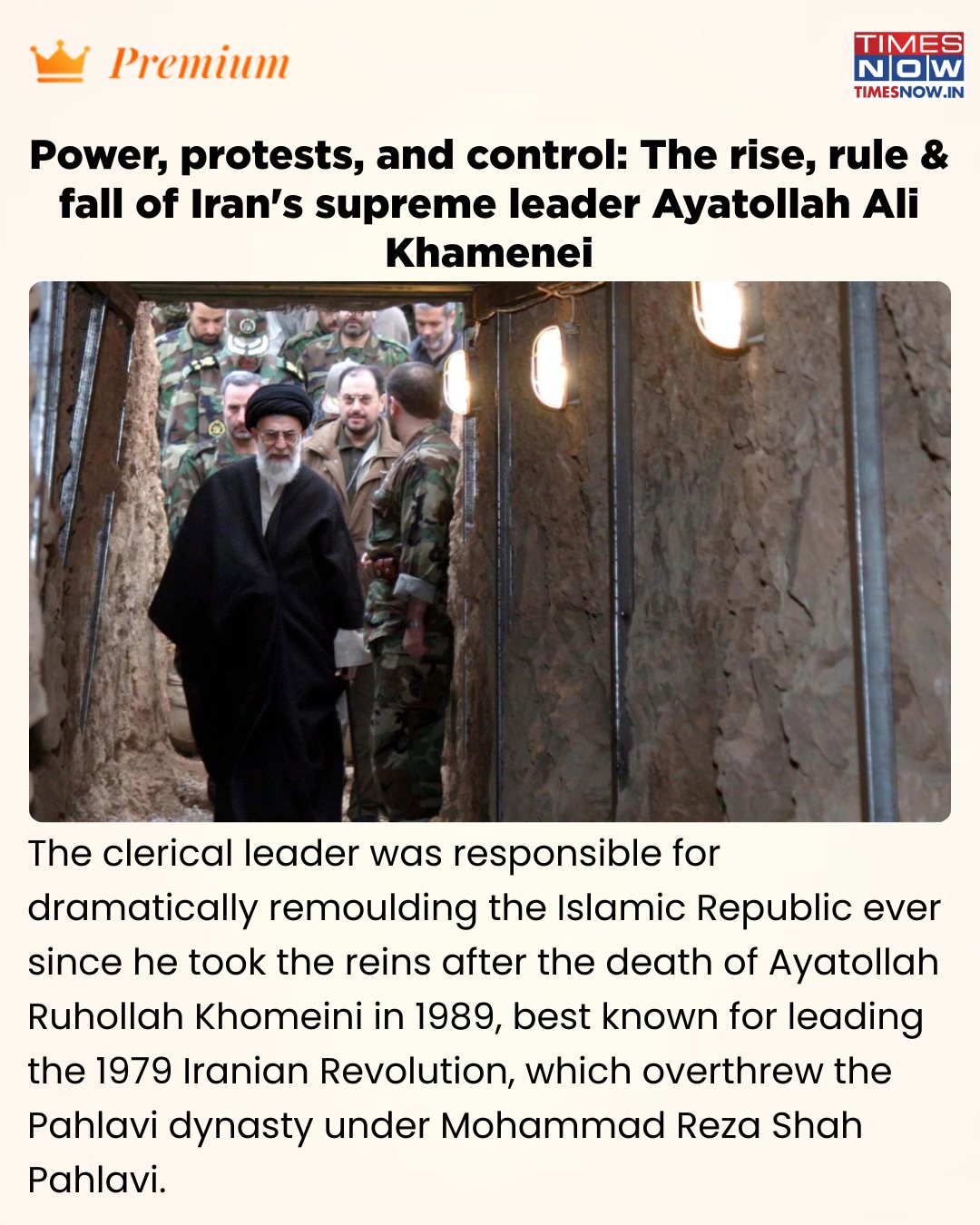 TIMES - Khamenei reshaped Iran's Islamic Republic after taking power in ...