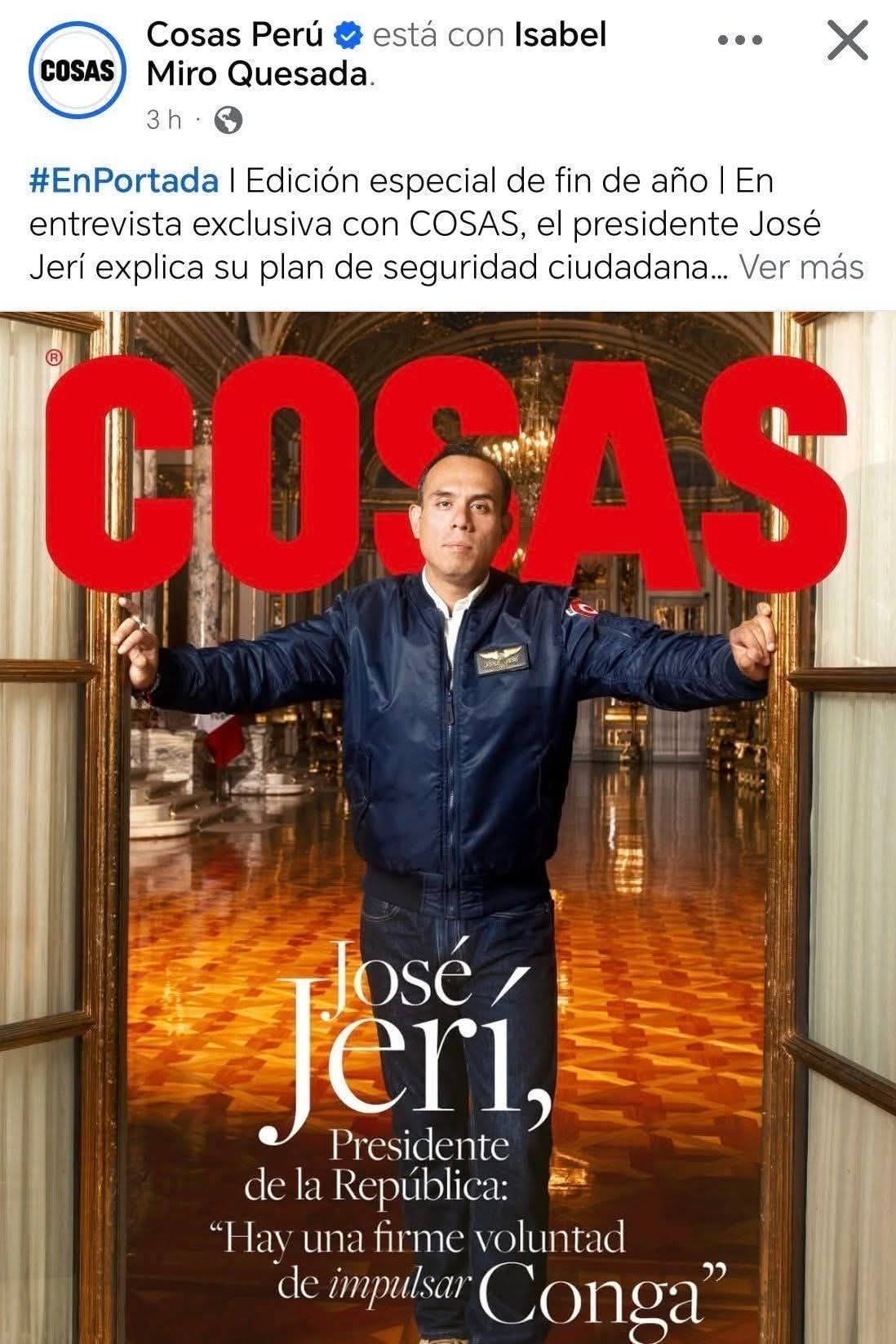 El - JOSÉ JERÍ SE LUCE EN LA PORTADA DE LA REVISTA COSAS • El Perú en ...