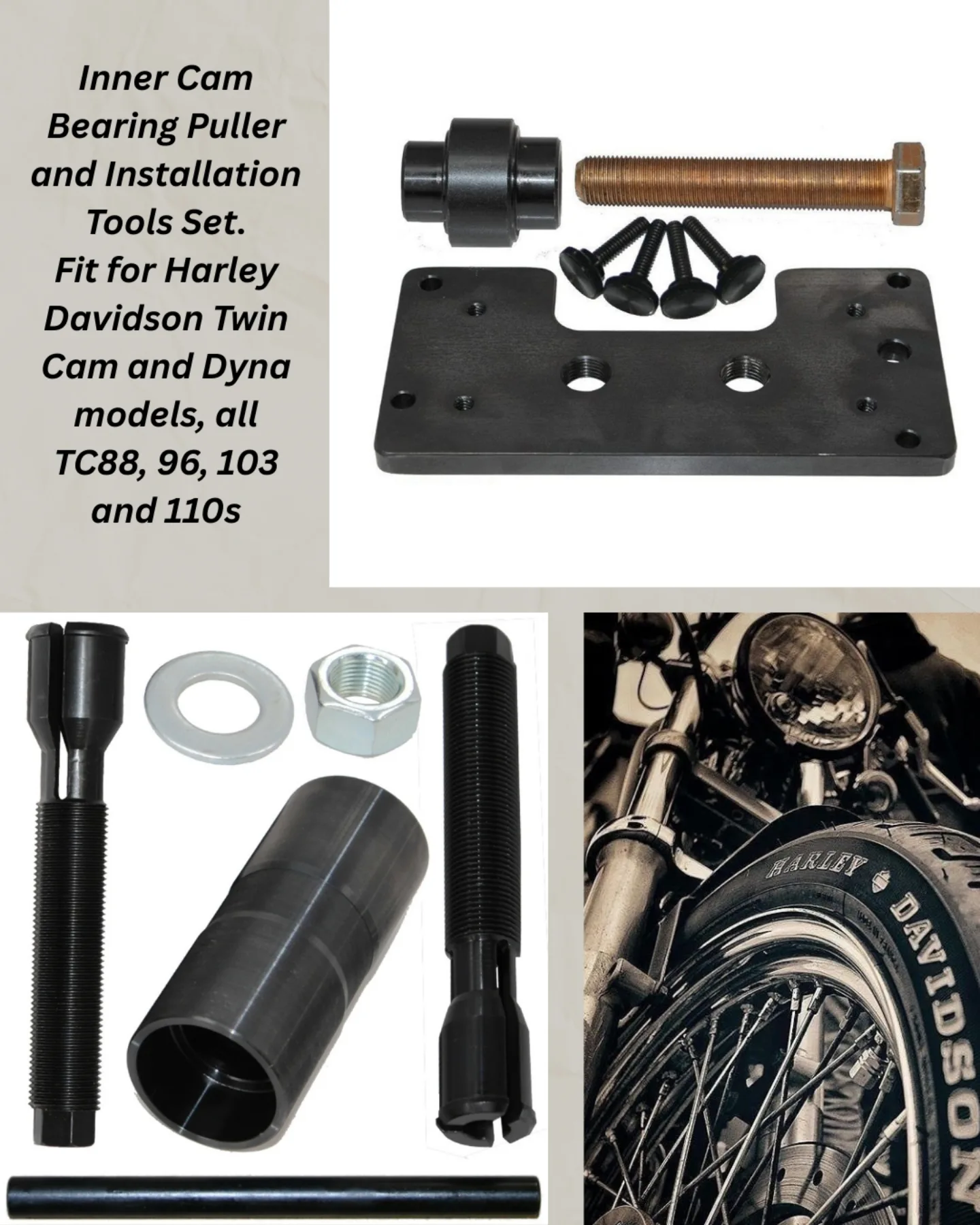 Inner cam Bearing Installer Tool Twin cam Replaces for TC 88 96 103 110