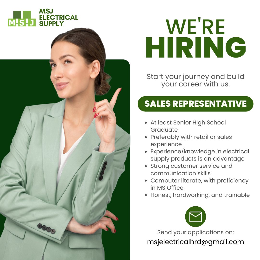 🔥 HIRING NOW! JOIN OUR TEAM! 🔥 🏢... - MSJ Electrical Supply | Facebook