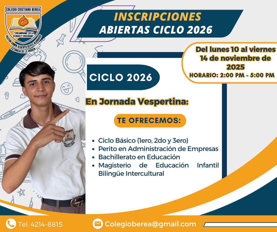 Colegio - 📣 ¡INSCRIPCIONES ABIERTAS CICLO 2026! 📣 El Colegio Cristiano ...
