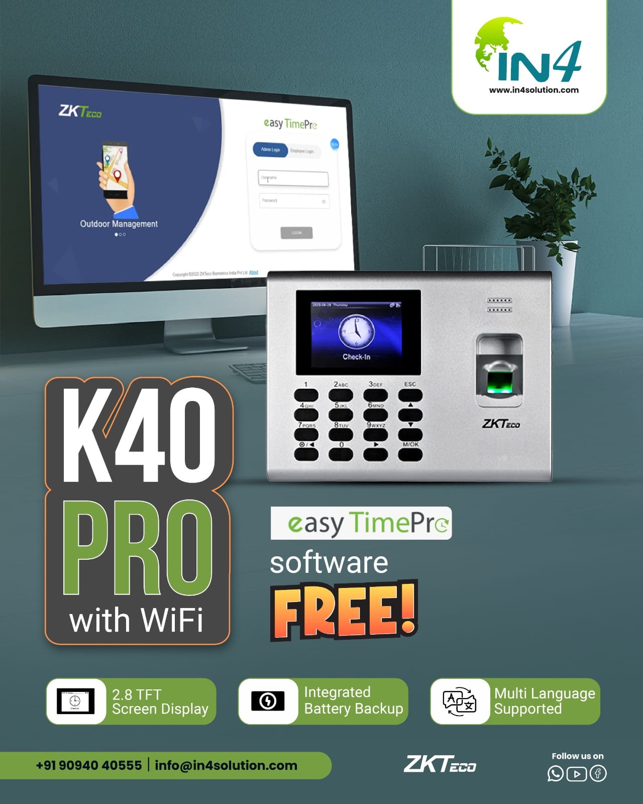 In4solution - The K40 Pro Biometric Terminal is built for efficiency ...