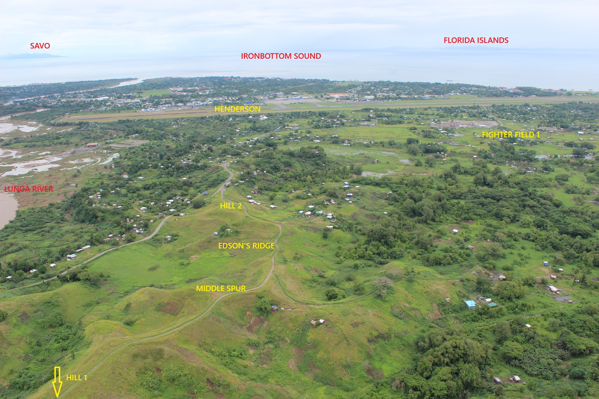 Guadalcanal - Edson's (Bloody) Ridge from a helicopter, 2023. # ...