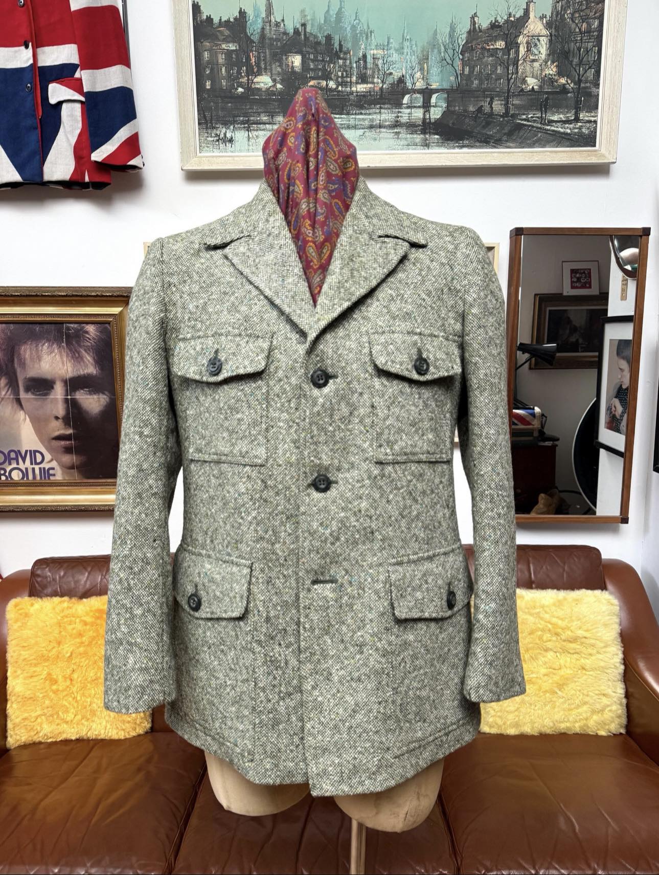 Stunning Vintage 70s St Michael wool fleck Safari jacket,medium  display picture 1