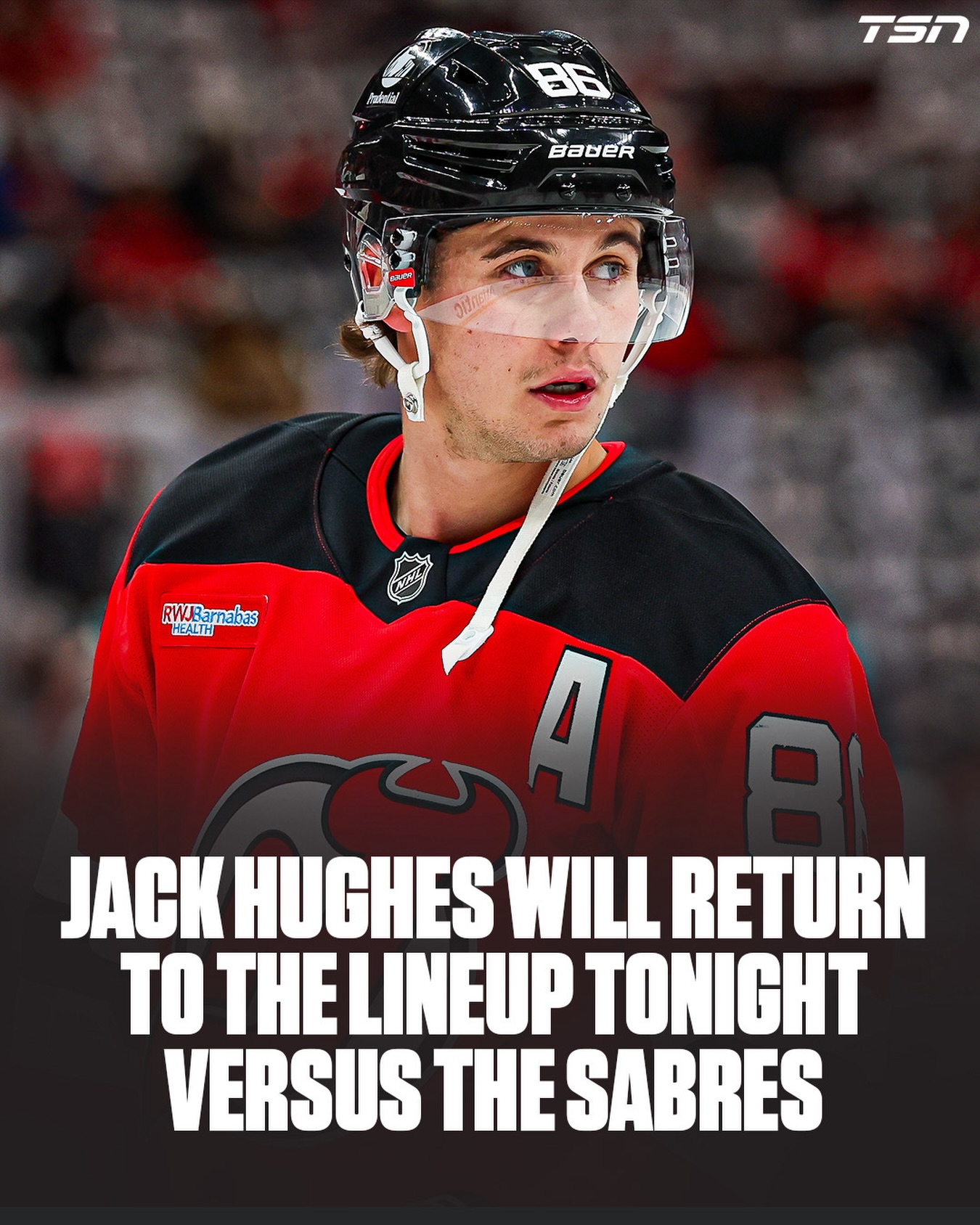 TSN - GUESS WHO’S BACK? 😈 Jack Hughes (hand injury) will return to the ...