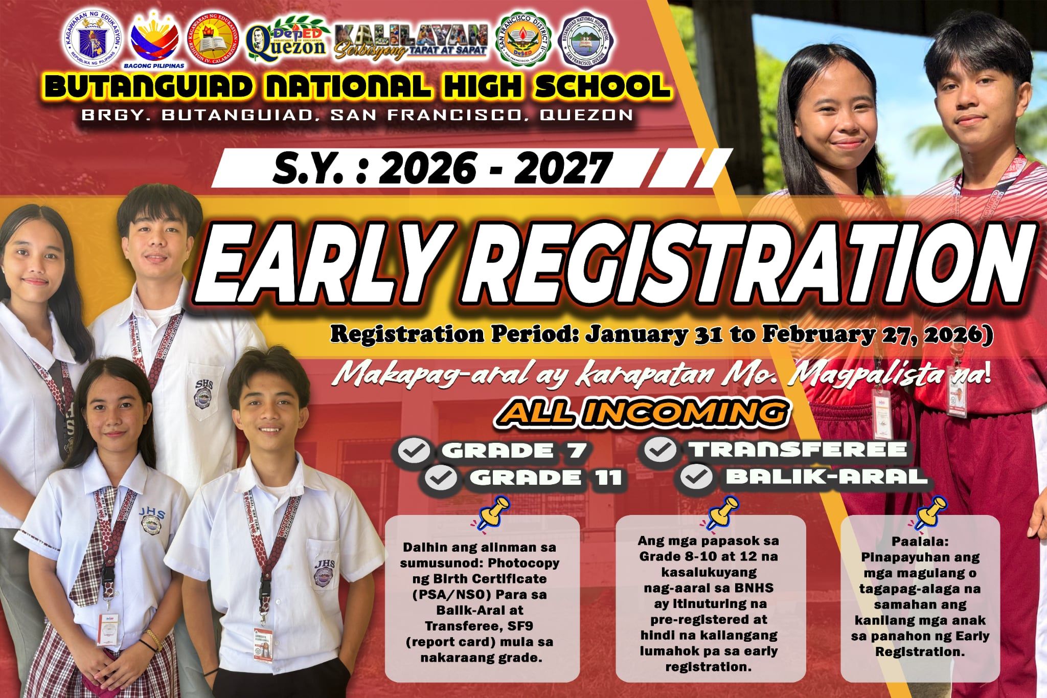 Deped - 📢 EARLY REGISTRATION IS NOW OPEN! 📢 📍 Butanguiad National High ...