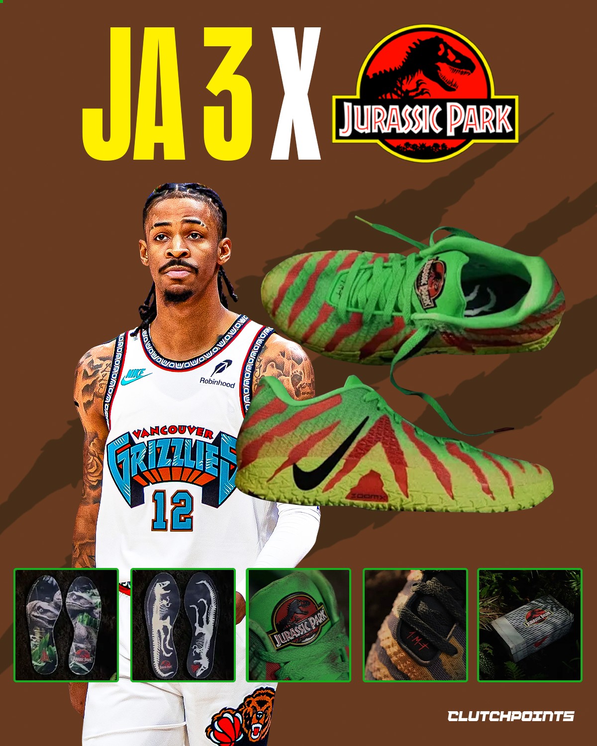 The Nike Ja 3 “Jurassic Park” Pack might be Ja Morant's boldest