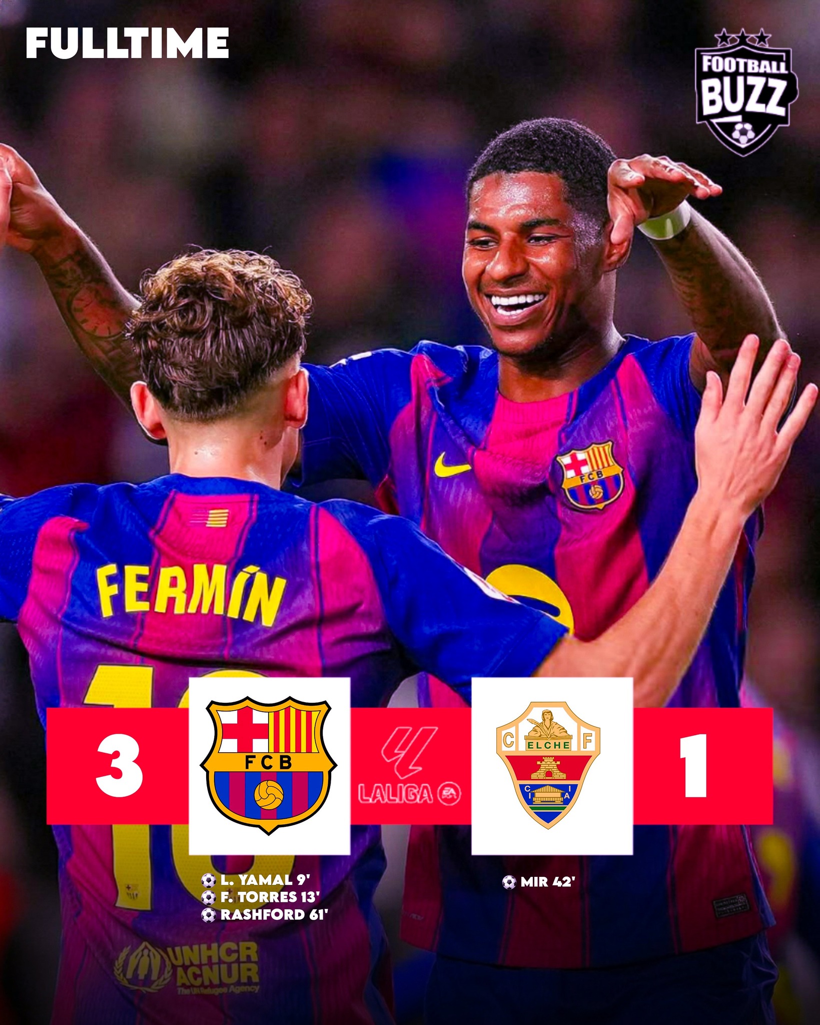 ? FT: BARCELONA 3-1 ELCHE YAMAL BACK ON SCORE SHEET, TORRES AND 