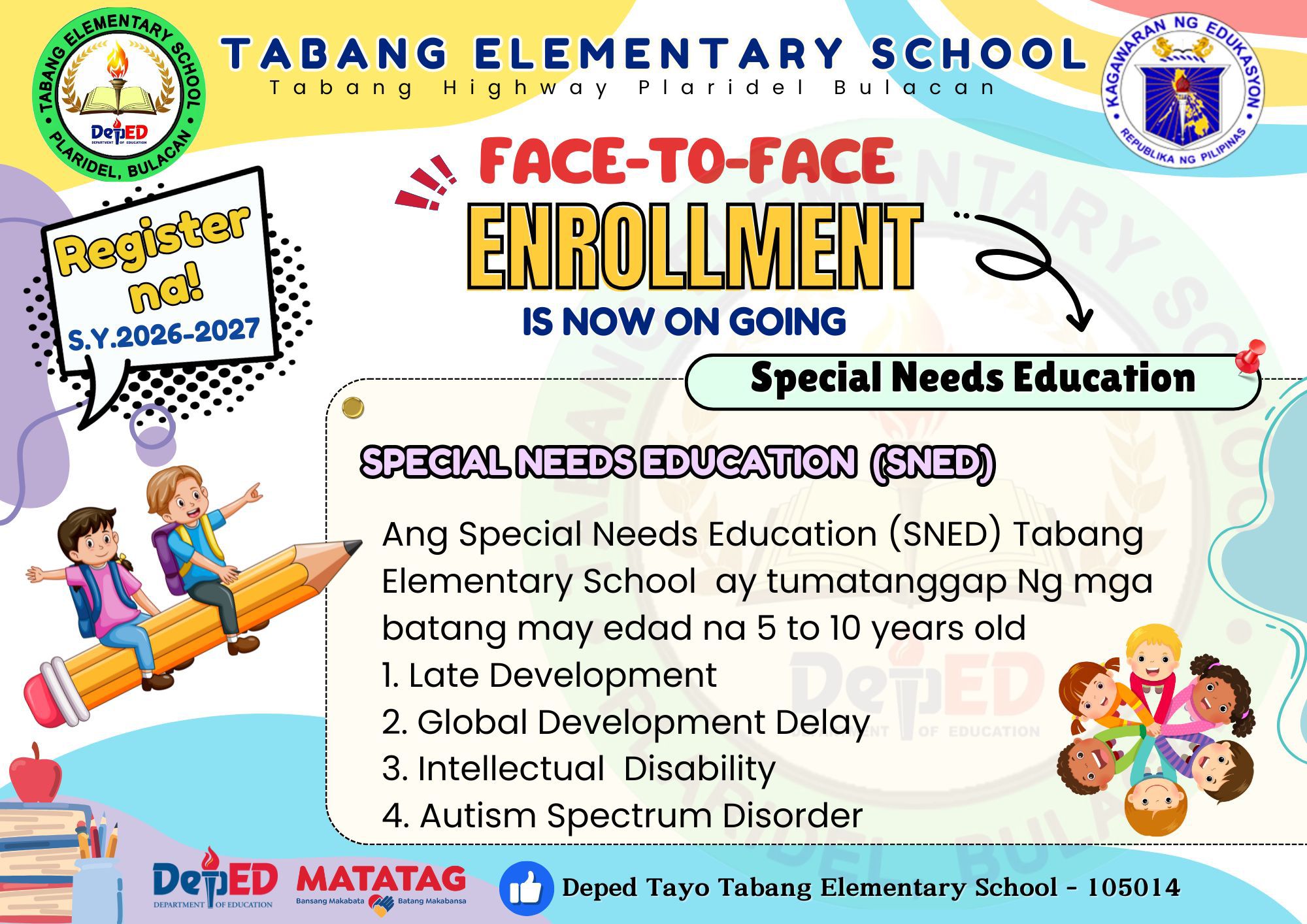 DepEd - 🌈📢 EARLY REGISTRATION 📢🌈TABANG ELEMENTARY SCHOOL School Year ...