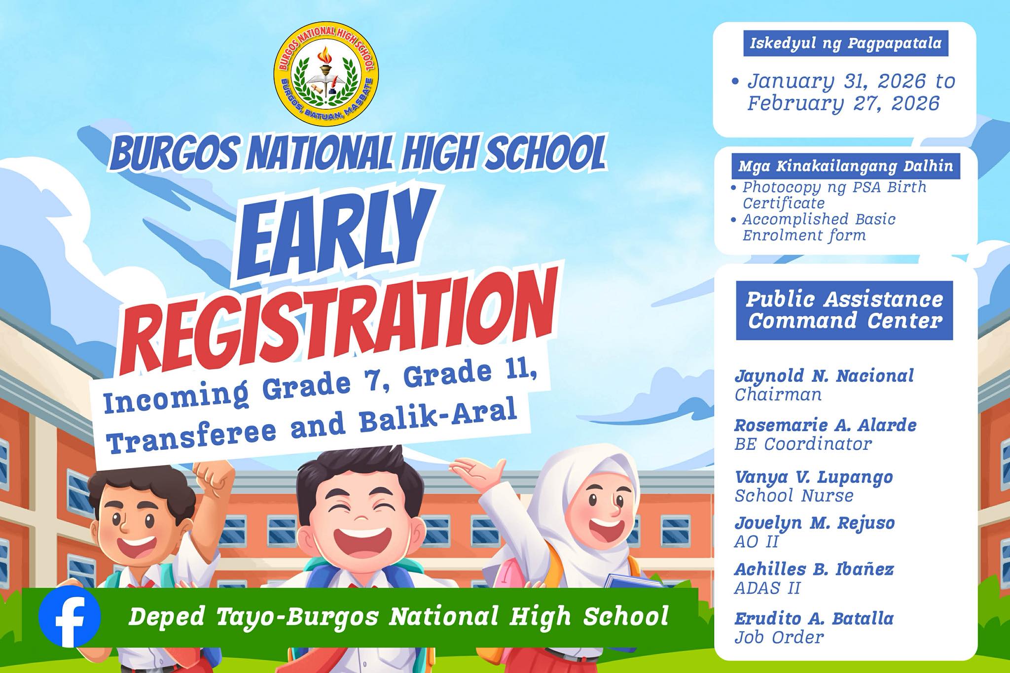 📢 EARLY... - DepEd Tayo-Burgos National High School | Facebook