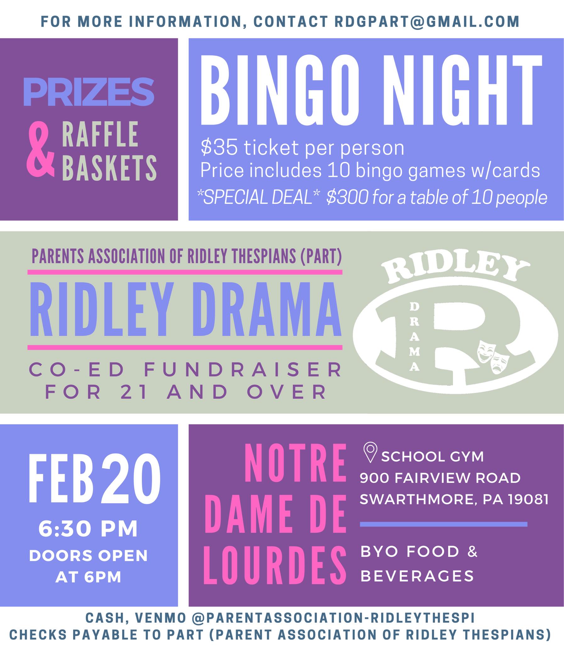Ridley - Ridley Drama's annual Bingo Fundraiser is not one to be missed ...