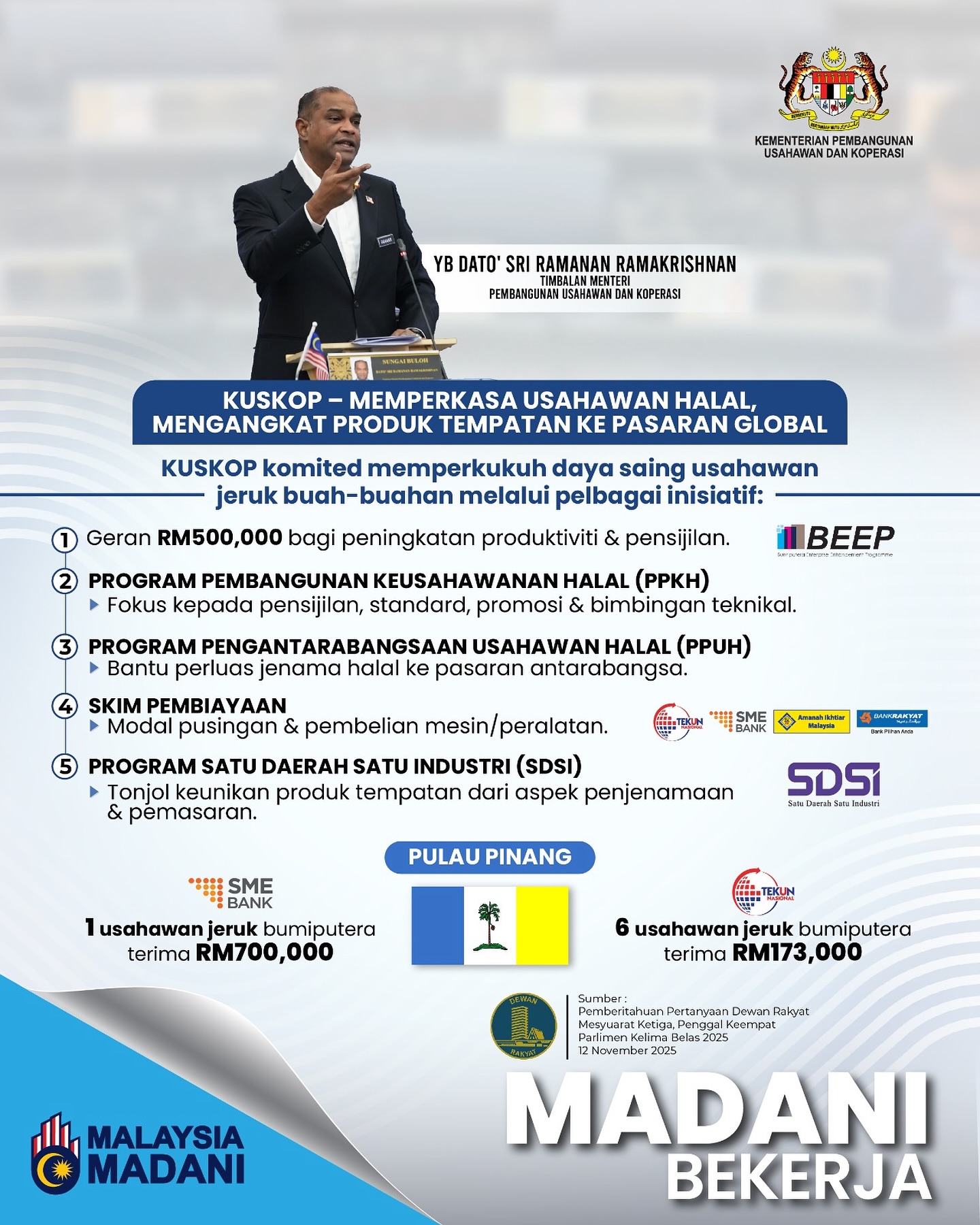 Kementerian - Intipati jawapan YB Dato’ Sri Ramanan Ramakrishnan ...