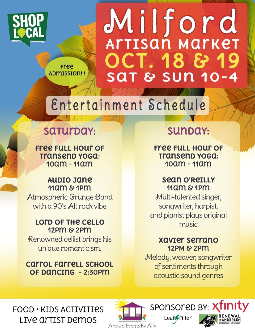 *Updated Entertainment Schedule!... - Milford Artisan Market | Facebook