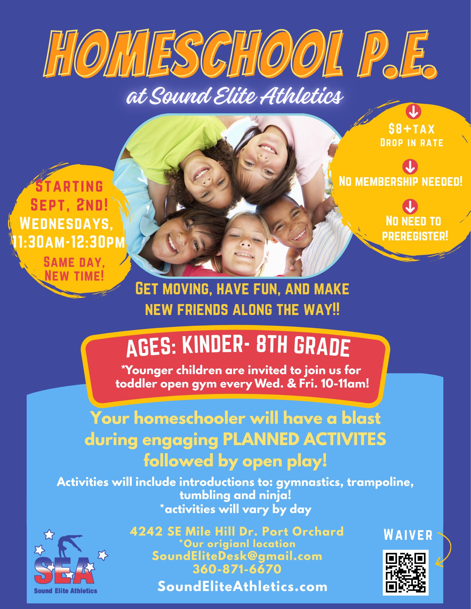 Homeschool P.E. is back at Sound Elite Athletics!