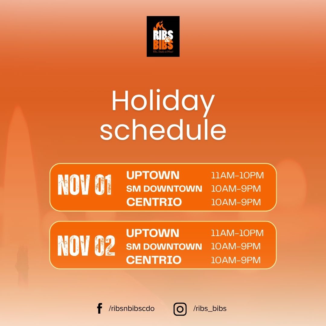 Ribs - Holiday Schedule Announcement! We’re open this November 1 & 2 to ...