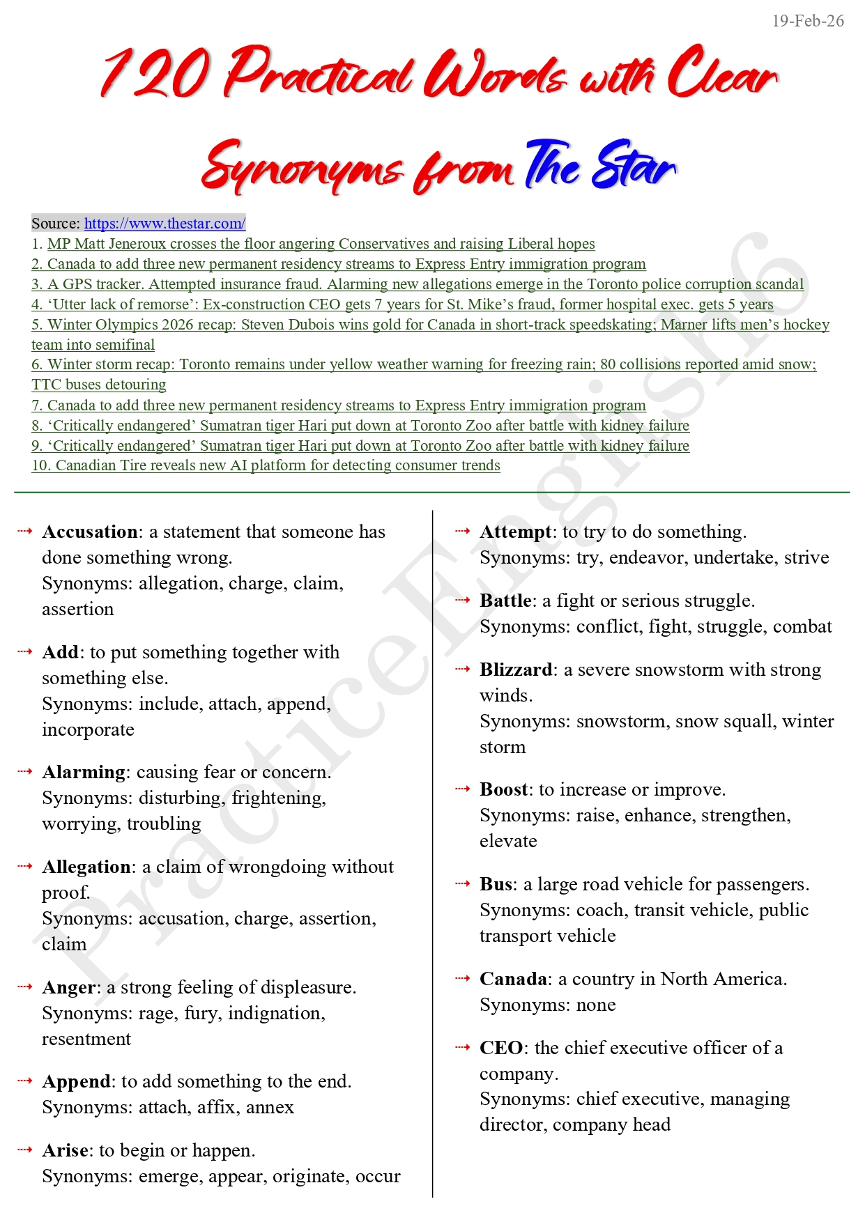 120 Practical Words with Clear Synonyms... - Practice English | Facebook
