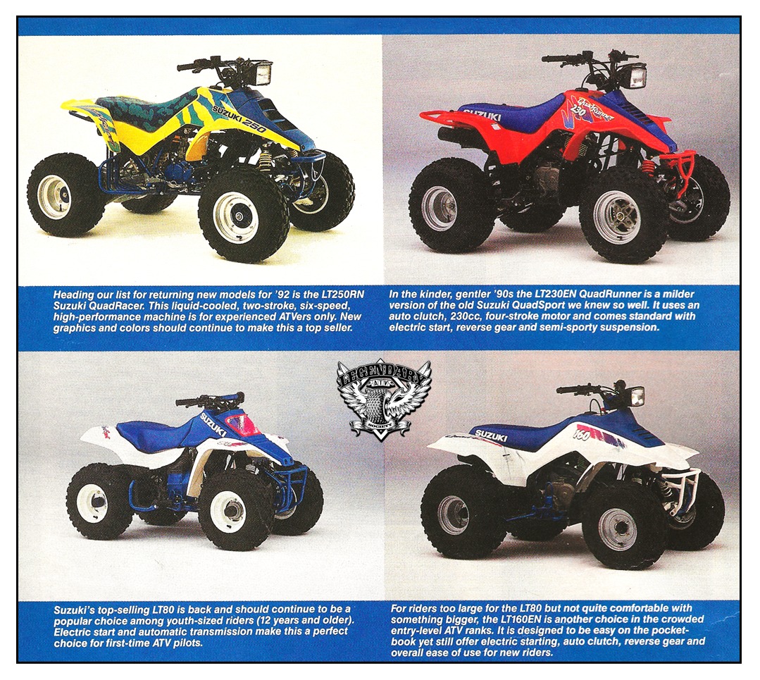 Suzuki's 1992 performance and sport ATVs