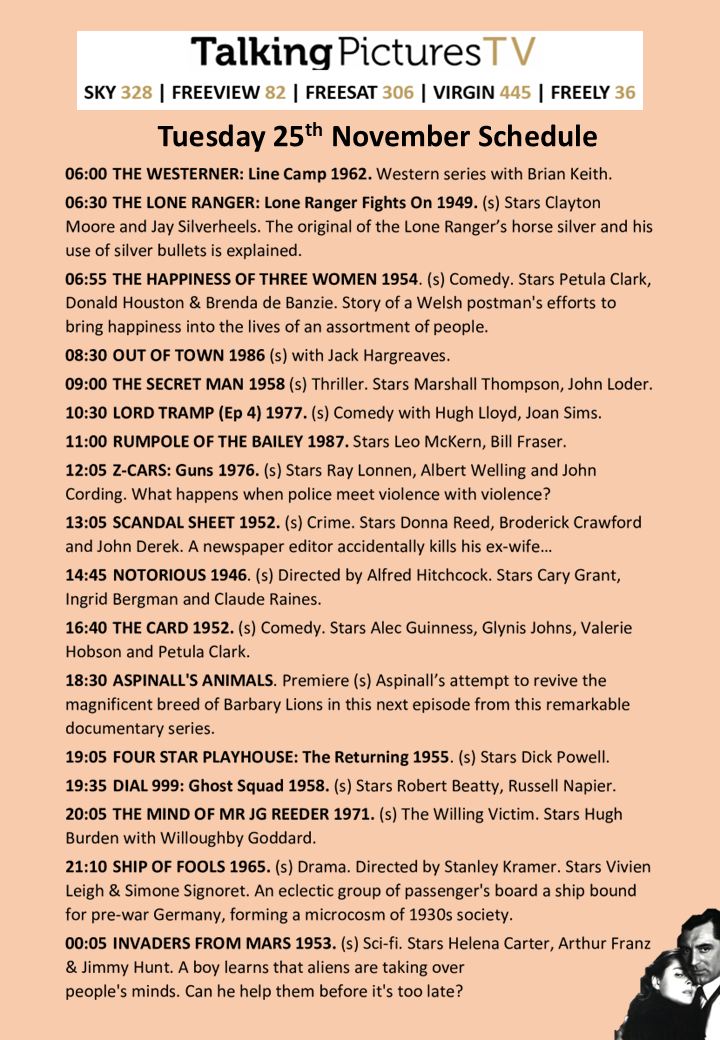 Here's what's on #TalkingPicturesTV on Tuesday 25th November. Broderick ...