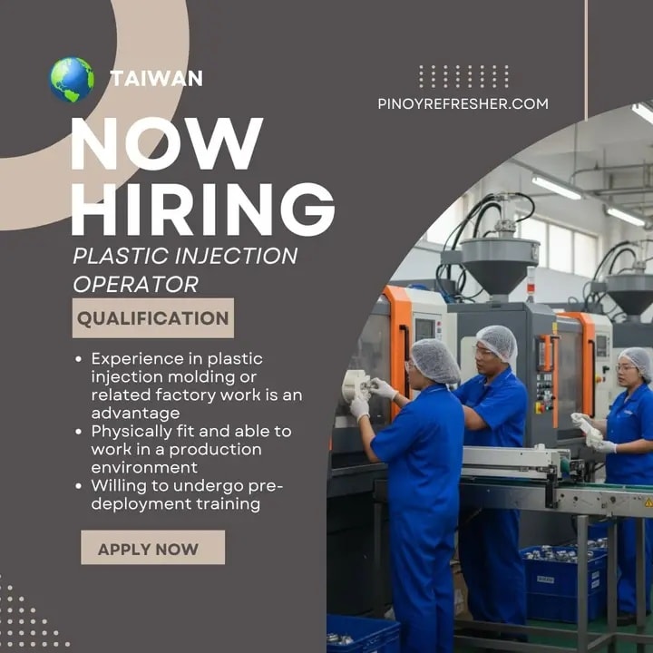 PINOY - 🇹🇼 Urgent Hiring: Plastic Injection Operators for Rubber ...