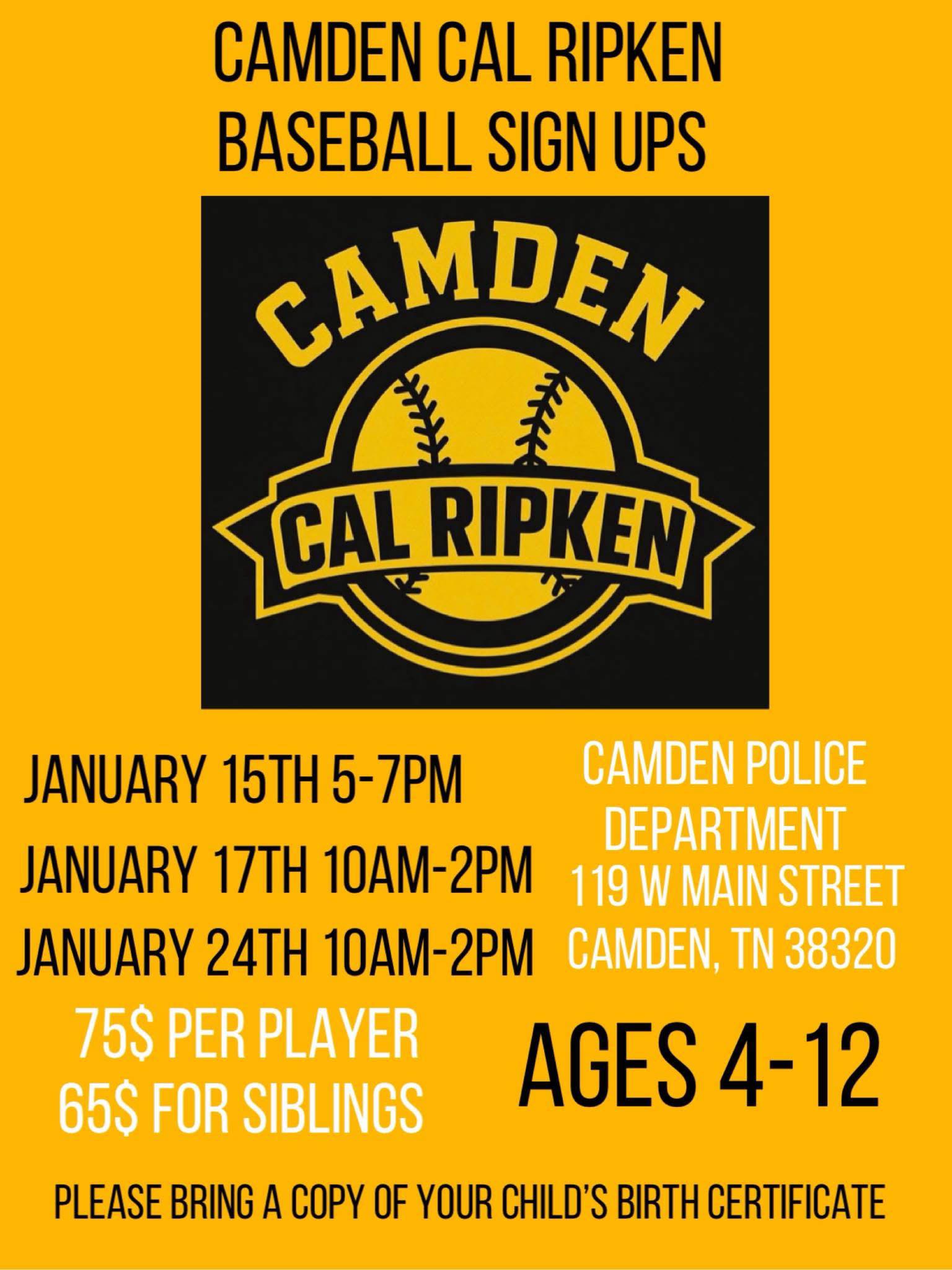 Camden - ⚾️We’re here and ready for sign ups! ⚾️ Come on by the Camden ...