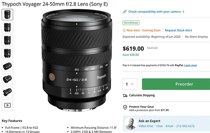 Sample photos from the new Thypoch Voyager 24-50mm f/2.8 lens