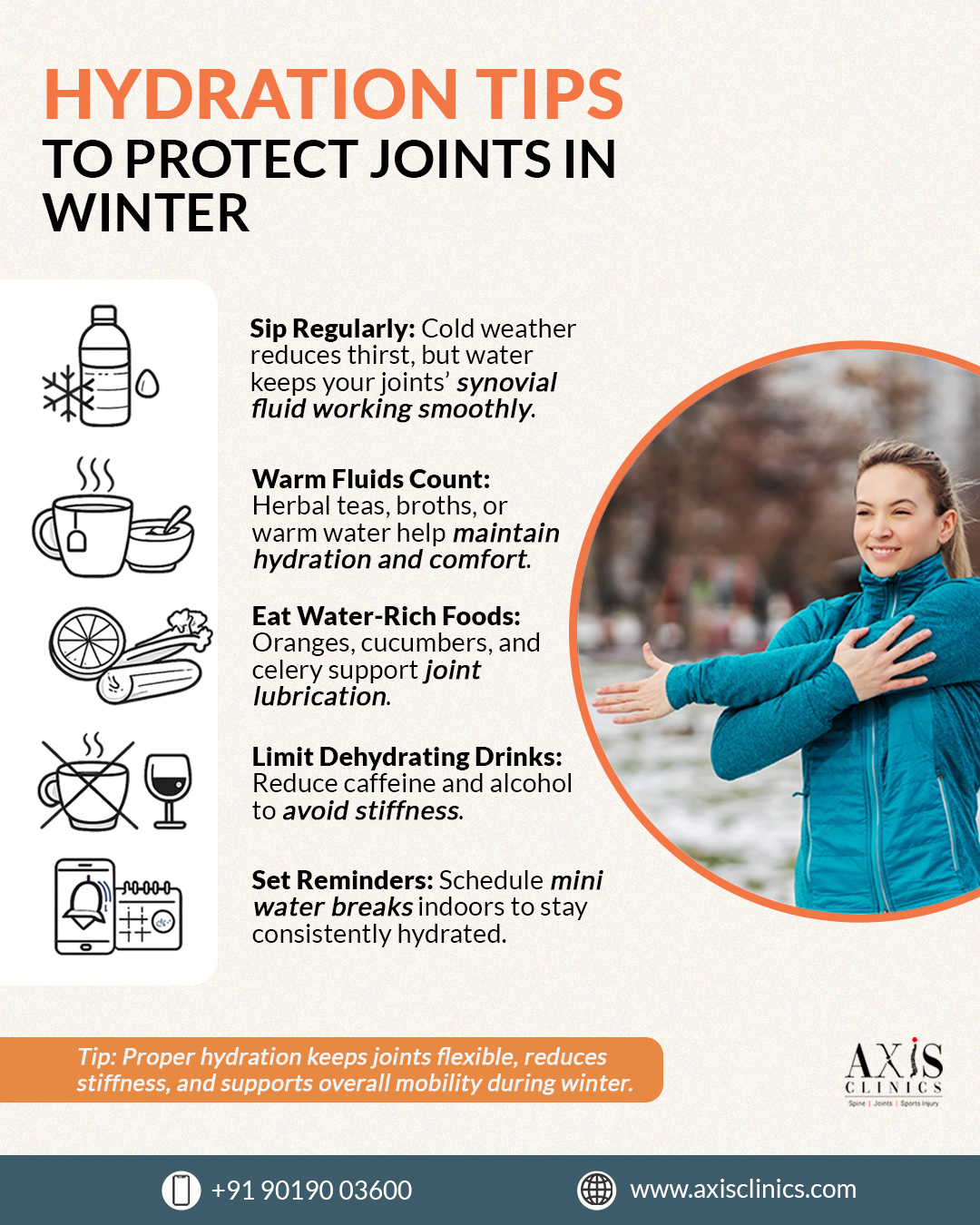 Axis - Cold weather can stiffen joints, making hydration essential ...