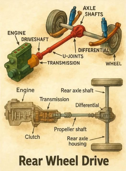 Automotive mechanics | Rear drive wheels, also known as rear-wheel ...