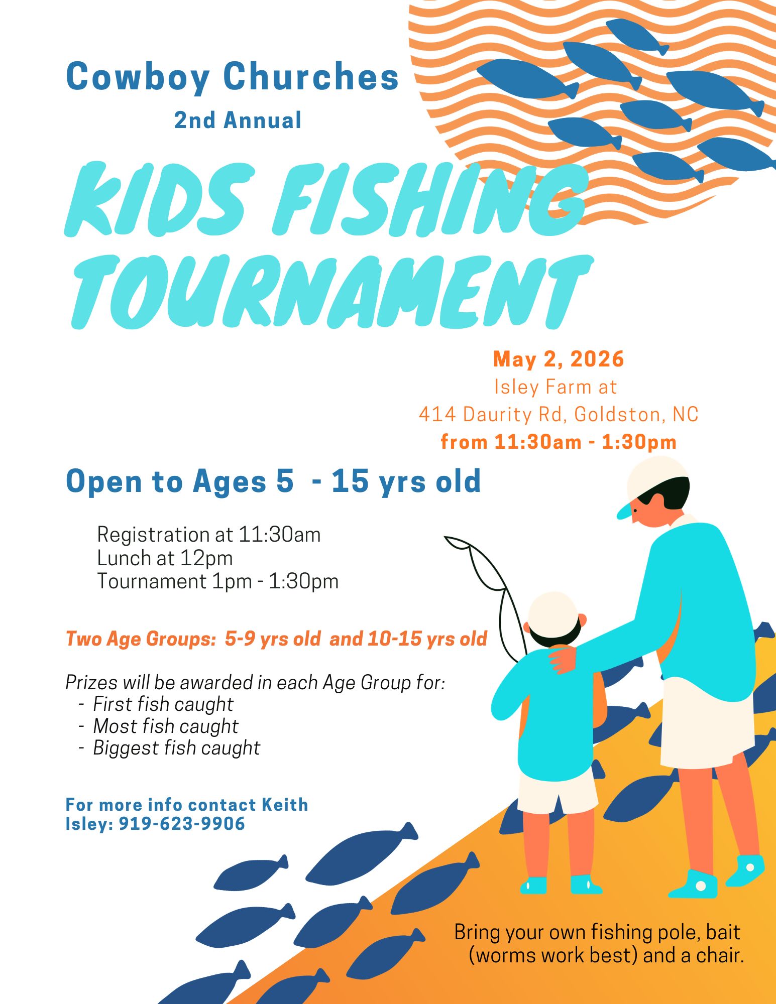 Stockyard Cowboy Church kids fishing tournament May 2nd