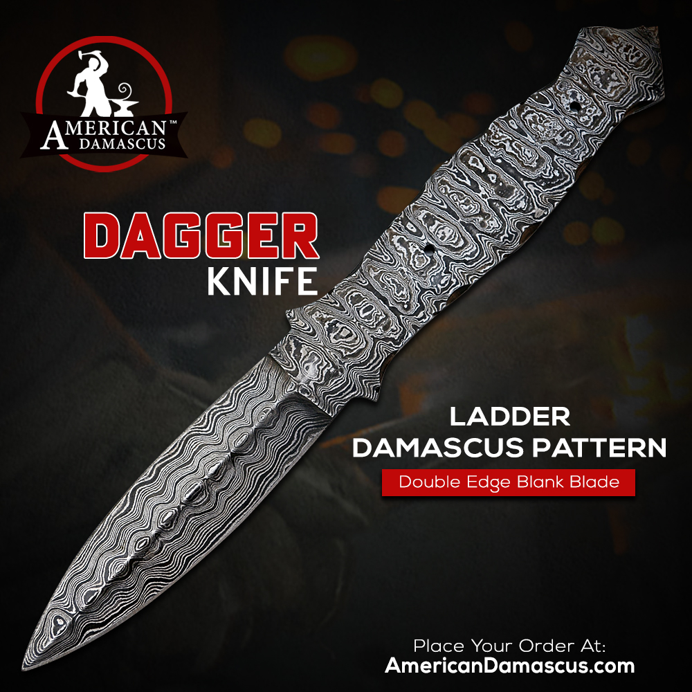 ETokra - THROWING BLADE DAMASCUS DAGGER BLANK KNIFE DOUBLE EDGE # ...