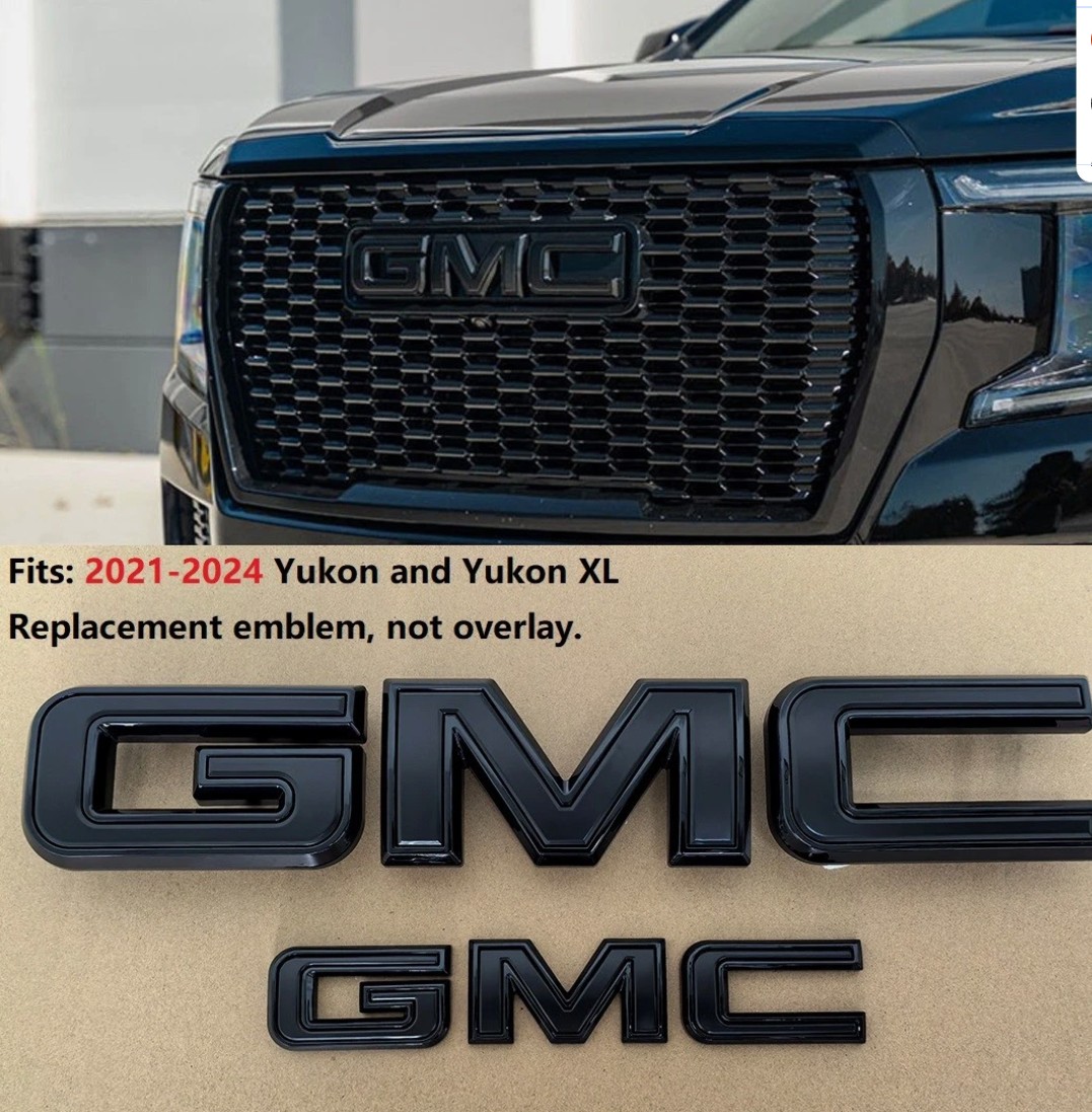 OVERLAY Front Rear Matte Black Blue USFlag GMC Emblem 2020+ Acadia 2022