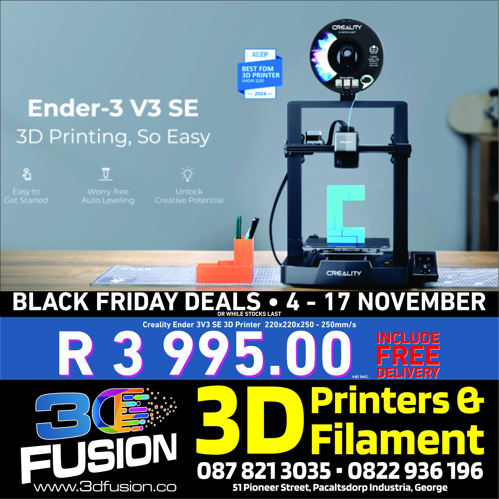 3D - Creality Ender-3V3SE – 3D Printer https://3dfusion.co/product ...