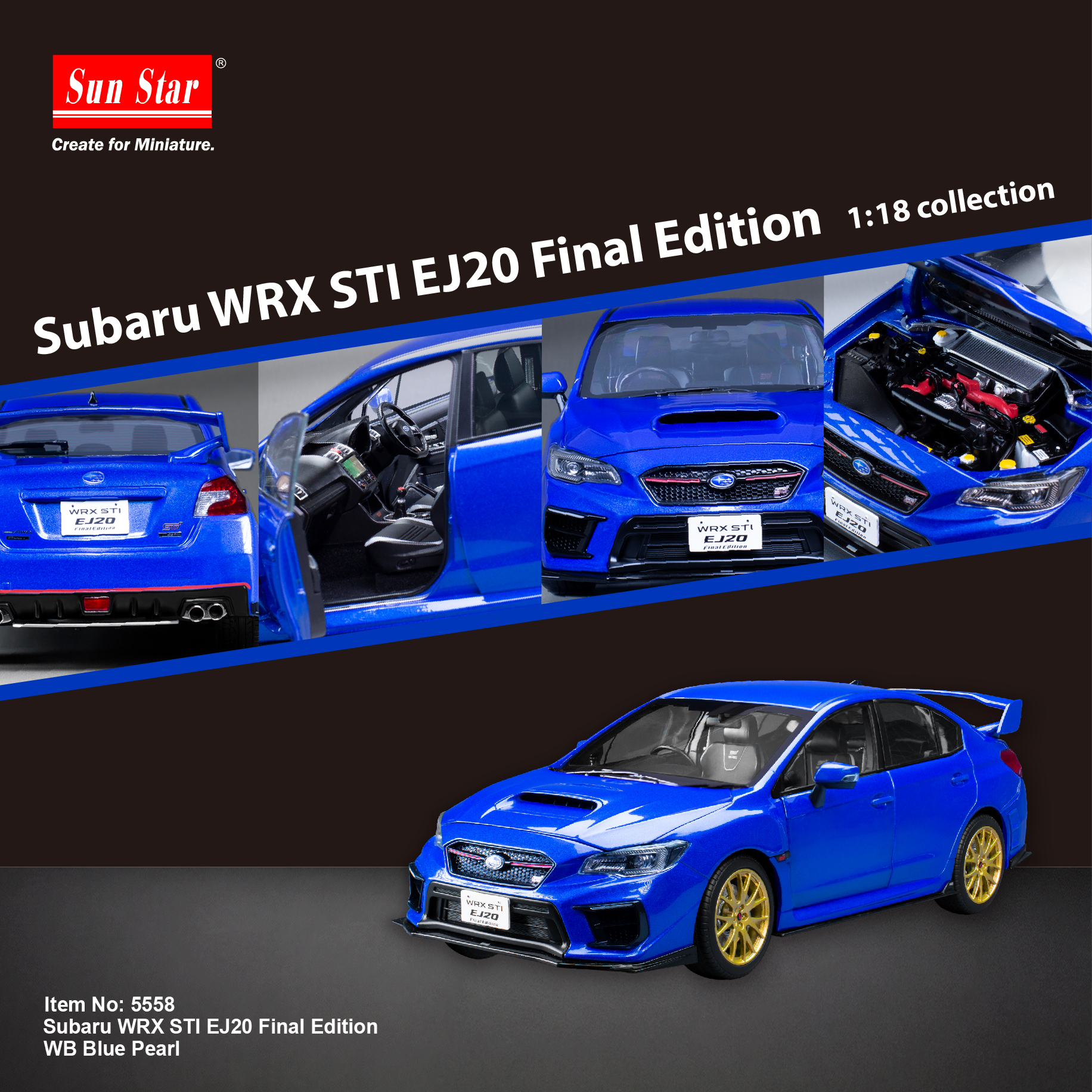 Item No：5558 Scale : 1:18 Subaru WRX STI EJ20 Final Edition - WB