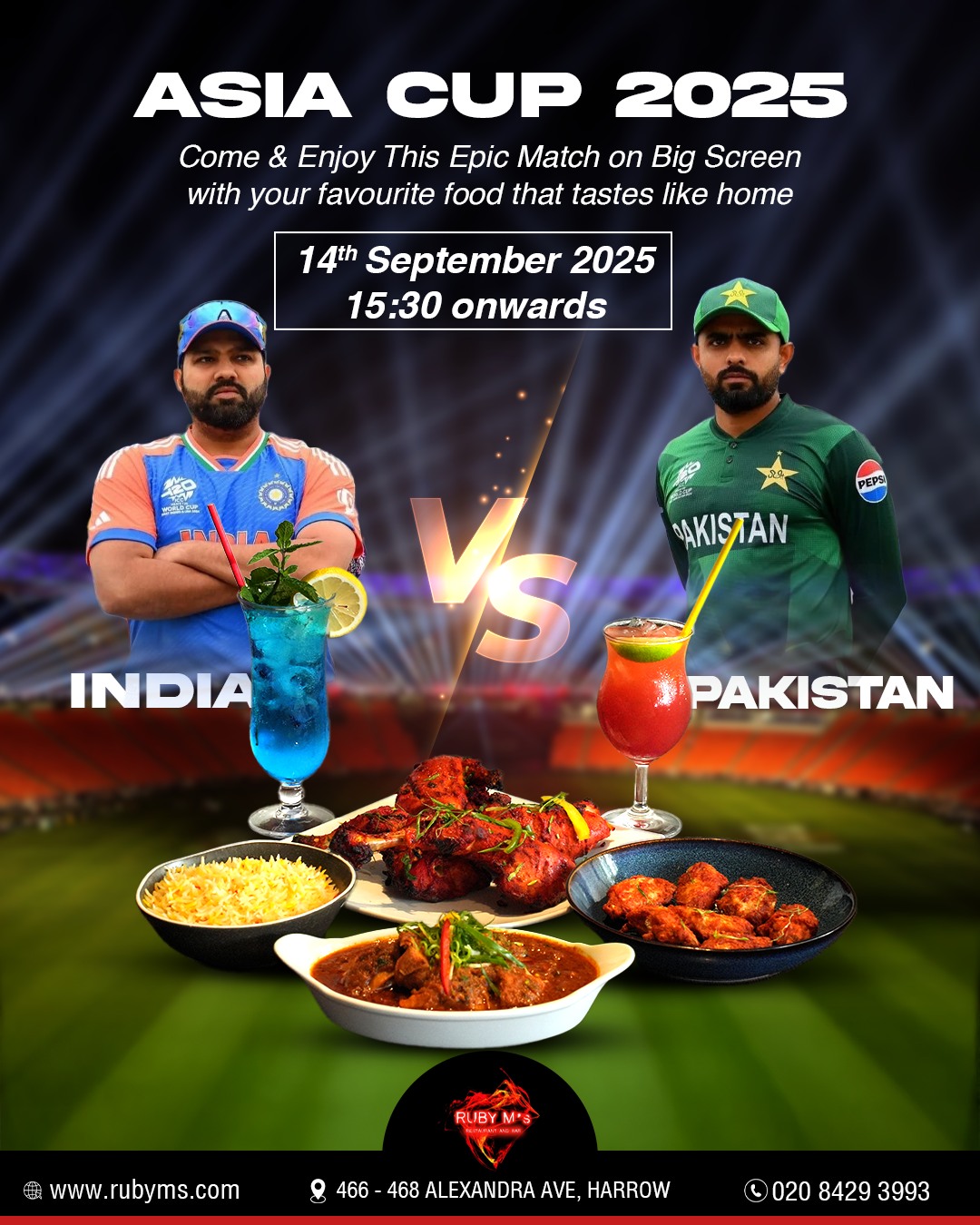 Rubym's - 🏏India vs Pakistan – The Clash of Titans! 🏏 Come & enjoy this ...