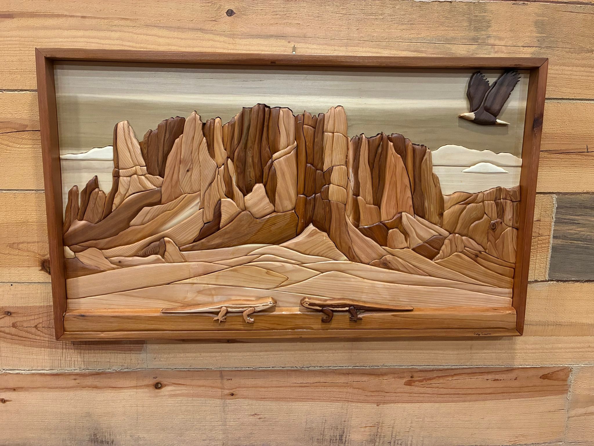 New intarsia art by Craig Weaver at Dogwood Exchange
