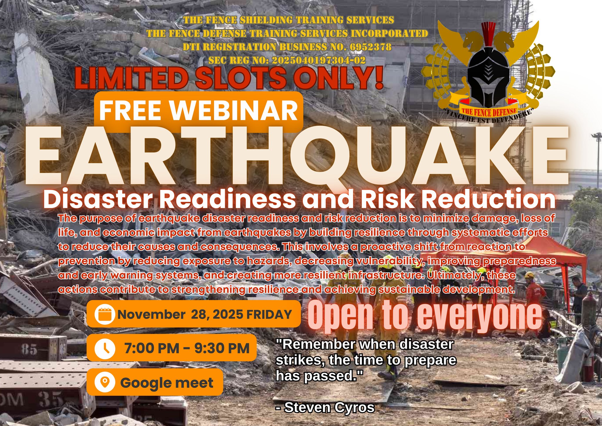 The Fence - Batch 3 FREE WEBINAR! EARTHQUAKE- Disaster Readiness and ...