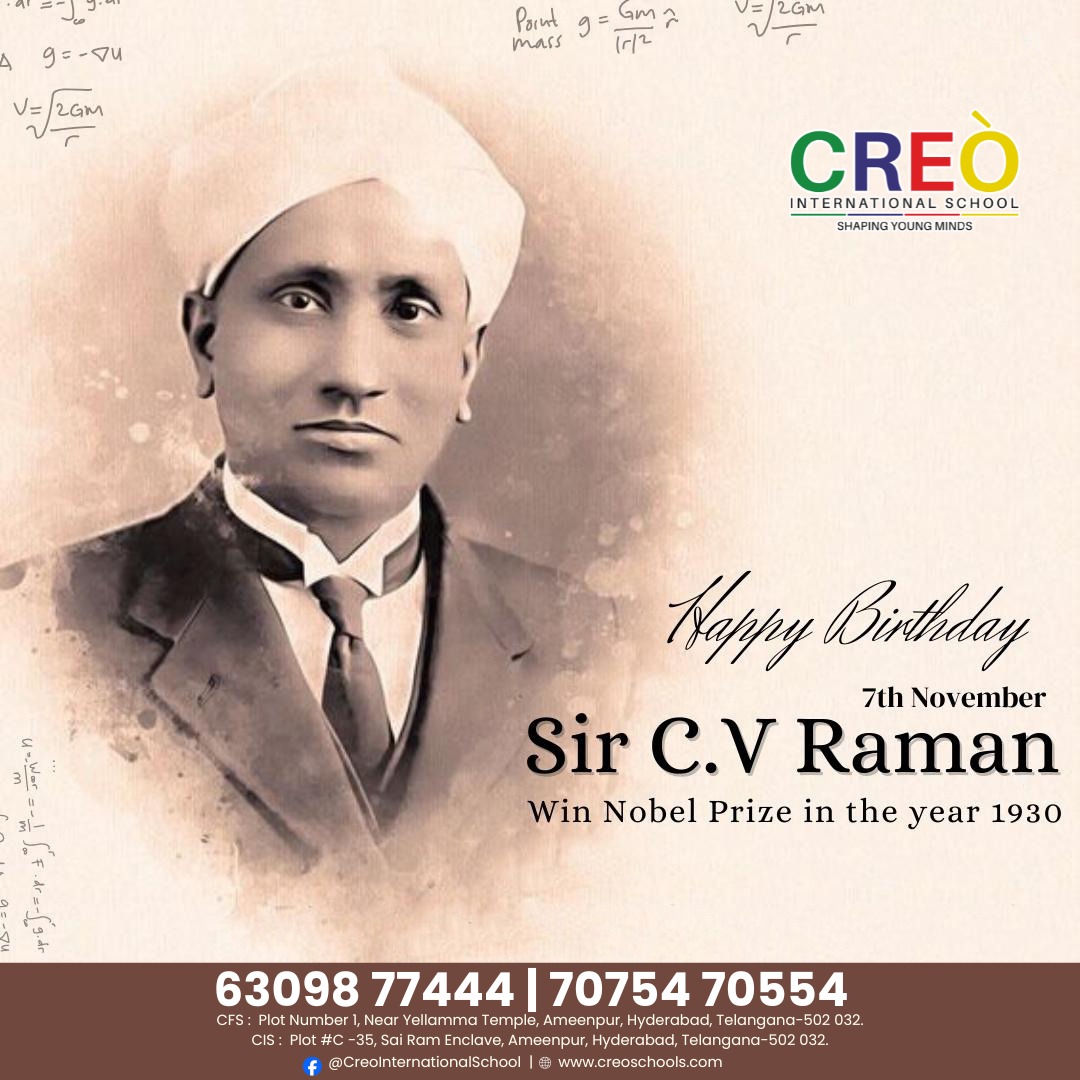 Creo - 🔬 Remembering Sir C. V. Raman on His Birth Anniversary! 🔬 Today ...
