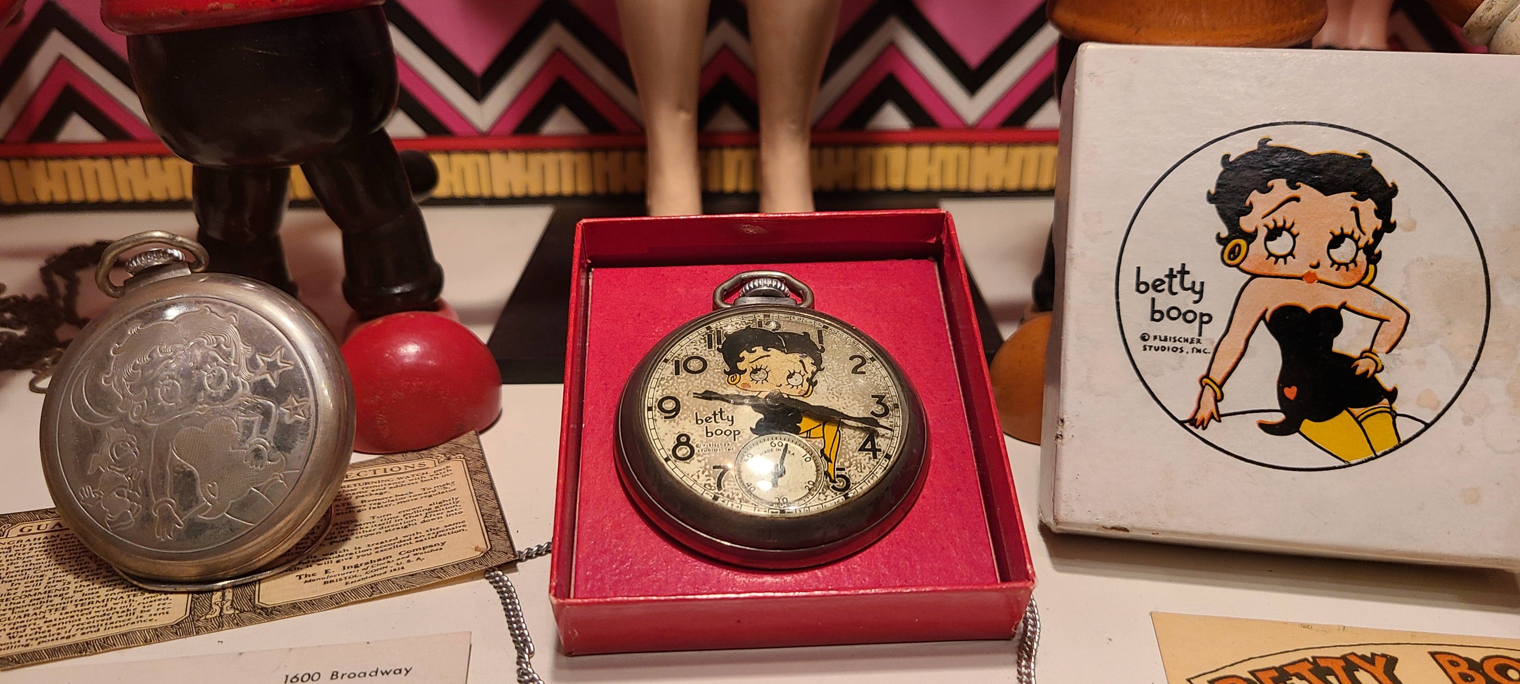 BETTY BOOP 限定品 ZIPPO Pocket Clock Mel Birnkrant's rare Betty Boop pocket watch and its original box