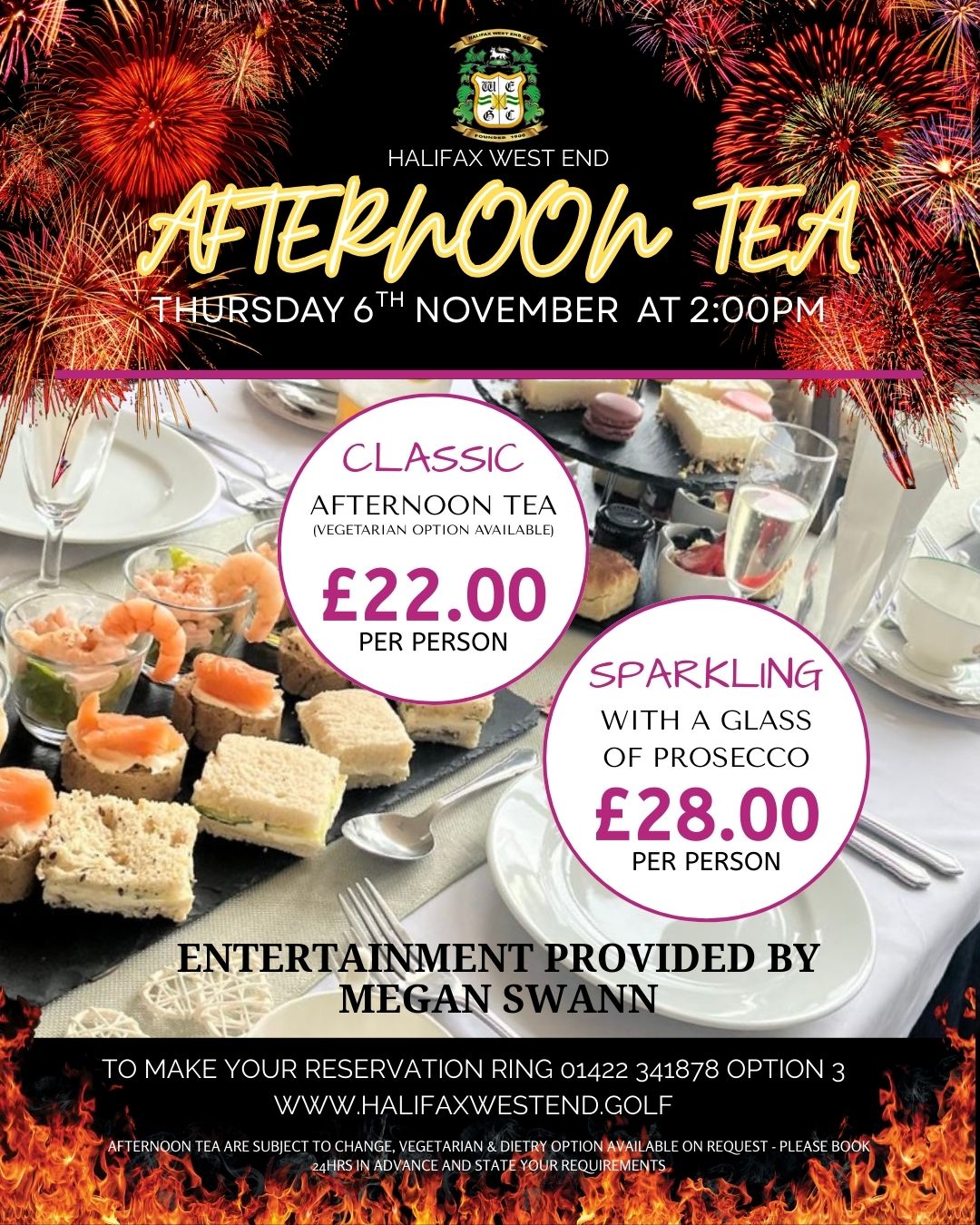 Halifax - Afternoon Tea at Halifax West End GC 📅 Thursday 6th November ...