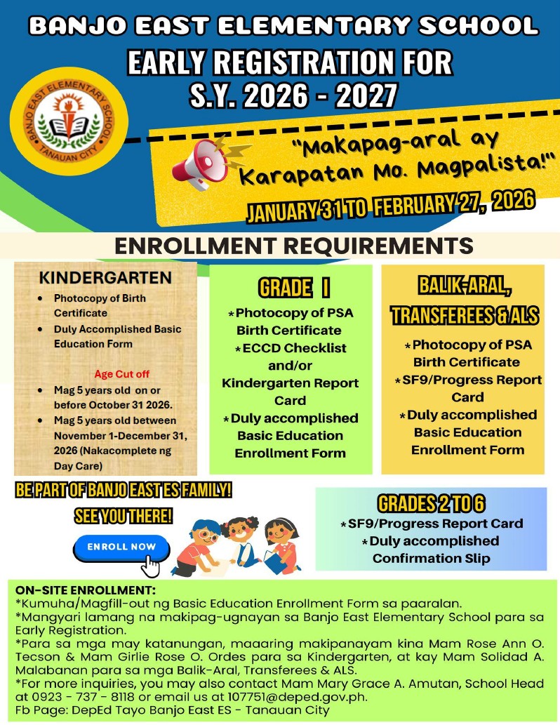 DepEd - ANNOUNCEMENT: Early Registration for School Year 2026 - 2027 ...