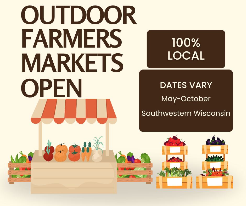 Outdoor Farmers Market season is here. We have two markets that happen