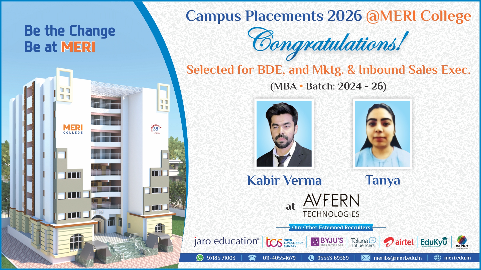 MERI - A notable placement milestone for Kabir Verma and... | Facebook