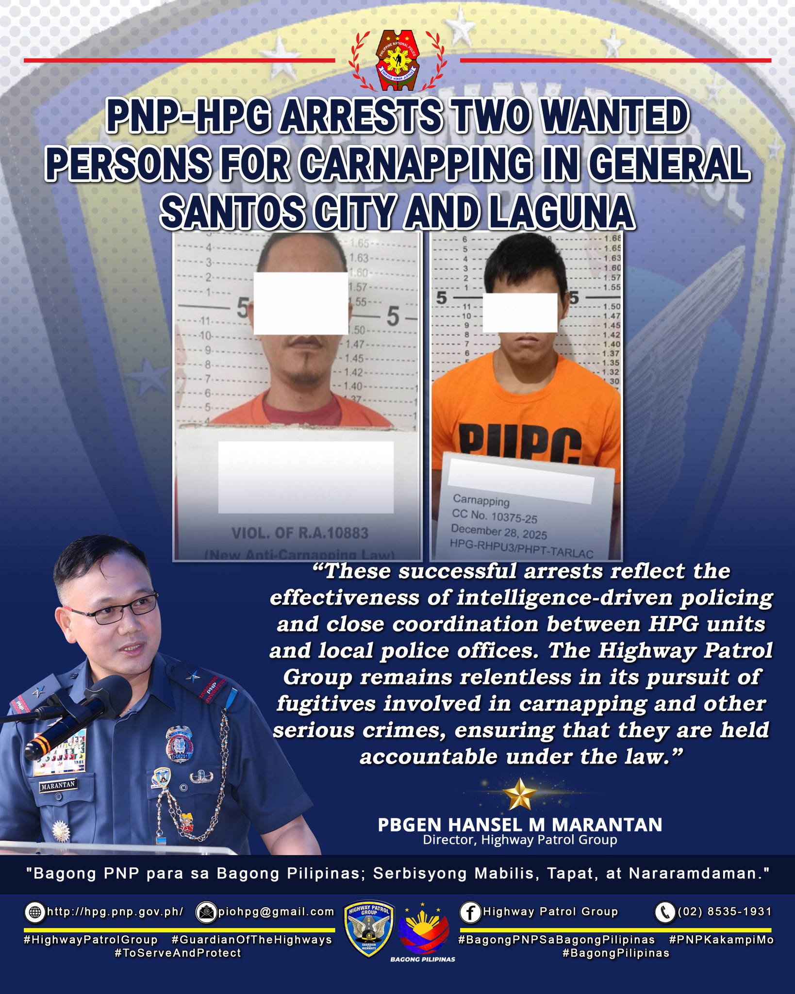 HIGHWAY - Press Release || December 30, 2025 PNP-HPG ARRESTS TWO WANTED ...